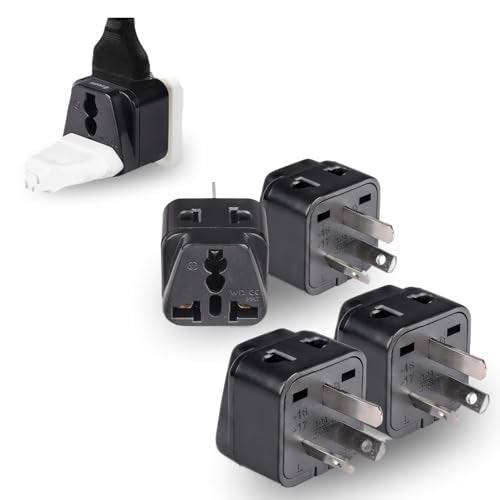 OREI India to China, New Zealand & Australia Adapter - Type I - 2 in 1 - Perfect for Laptop, Camera Charger and More - CE Certified - RoHS Compliant - 4 Pack - Black - 5 Years Warranty - Image 1