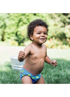 green sprouts i Play. Baby Boys Snap Reusable Absorbent Swimsuit Diaper, Royal Blue Turtle Journey, 18mo  - Image 3