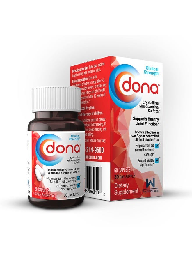 DONA دونا جلوكوزامين سلفات بلوري، 750 ملغ، أقراص مكملات المفاصل لراحة الركبة ودعم صحة المفاصل، 750 ملغ، 60 حبة (3 عبوات) - Image 2