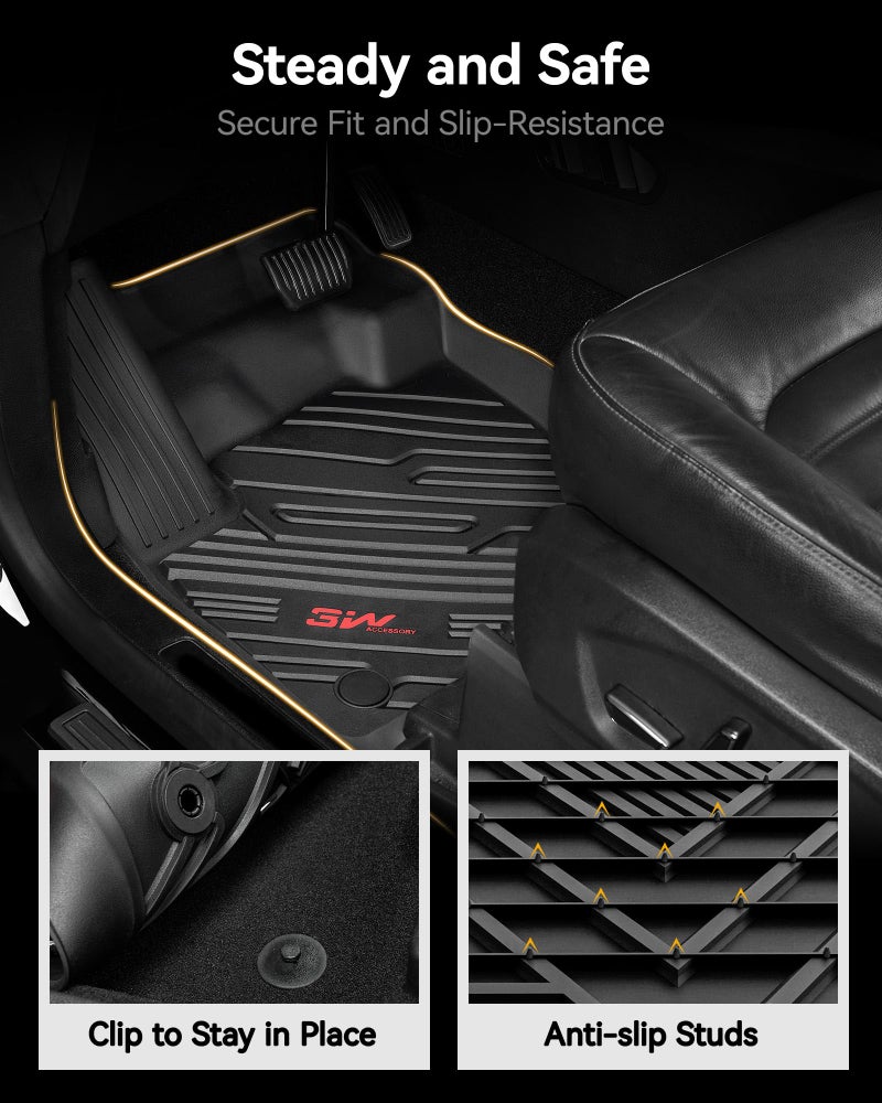 3W Floor Mats Fit Lexus NX 2015-2021 (NX200t/NX300/NX300h), TPE All Weather Custom Fit Floor Liner for Lexus NX, 1st&2nd Row Full Set Car Mats, Black - Image 3