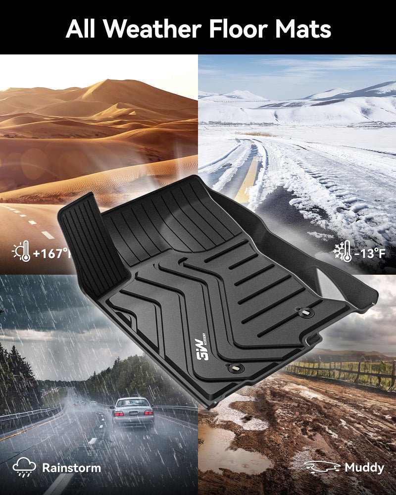 3W Floor Mats Fit Lexus NX 2015-2021 (NX200t/NX300/NX300h), TPE All Weather Custom Fit Floor Liner for Lexus NX, 1st&2nd Row Full Set Car Mats, Black - Image 5