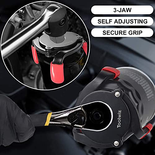 Toolwiz Universal Oil Filter Wrench 3 Jaw Adjustable Oil Filter Removal Tool One Way Change Tool Removing from 2-3/8'' to 3-7/8'' 60mm - 98mm - Image 2