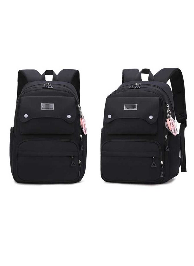 Loquat Polyester Printed Zipper Kids Backpack Black 