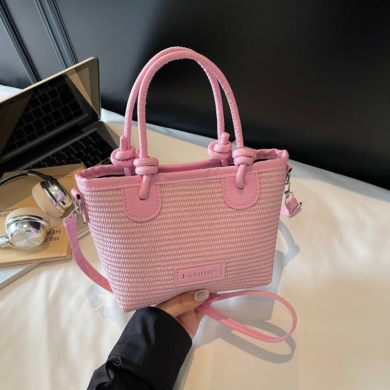 Fashion Bucket Bag PU Leather Rope Knot Handbag Crossbody Shoulder Bag - Image 3
