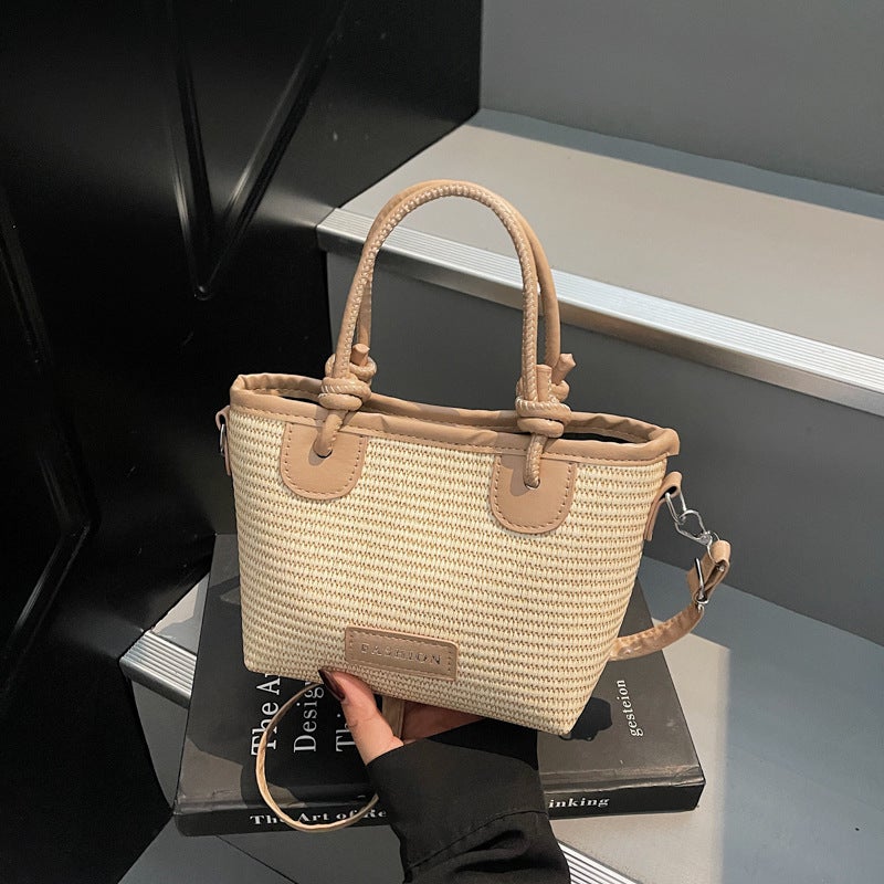 Fashion Bucket Bag PU Leather Rope Knot Handbag Crossbody Shoulder Bag - Image 1