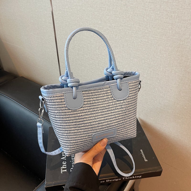 Fashion Bucket Bag PU Leather Rope Knot Handbag Crossbody Shoulder Bag - Image 2