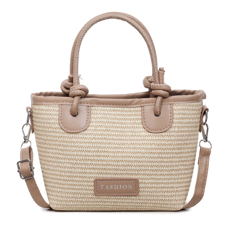Fashion Bucket Bag PU Leather Rope Knot Handbag Crossbody Shoulder Bag - Image 5