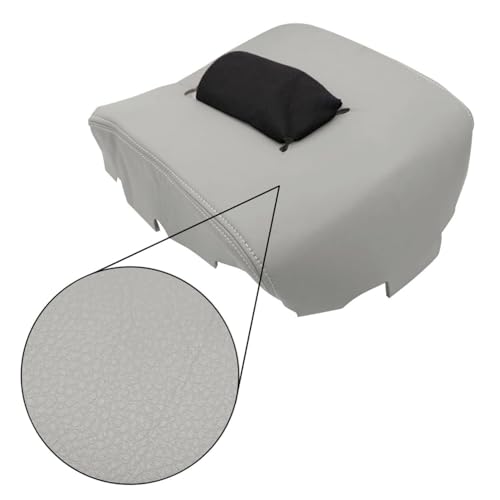 NLQR Center Console Lid Armrest Cover Replacement Leather Light Gray Compatible with Chevy Silverado GMC Sierra 2014 2015 2016 2017 2018 Arm Rest Box Pad Console Lid Protection Saver - Image 2
