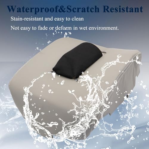 NLQR Center Console Lid Armrest Cover Replacement Leather Light Gray Compatible with Chevy Silverado GMC Sierra 2014 2015 2016 2017 2018 Arm Rest Box Pad Console Lid Protection Saver - Image 4