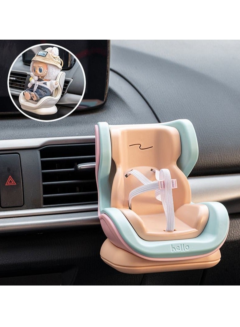 لابوبو مقعد سيارة لدمى لابوبو، ديكور فتحة تهوية السيارة، دمى عرض مزخرفة، إكسسوارات ديكور داخلي لطيفة للسيارة - Image 1