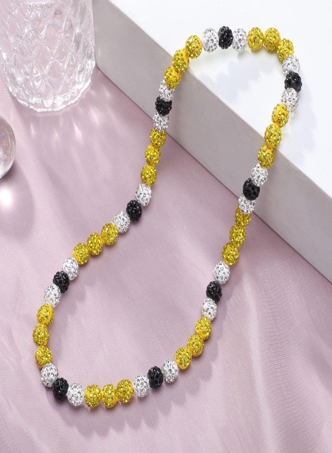 EXPHAIN Philadelphia Phils Baseball Necklace For Men Women Baseballer Inspired Beaded Necklace Unisex Rhinestone Discoball Necklaces Jewelry-gift for baseball team lovers, 20 inches, Yellow，Pink，Green - Image 3