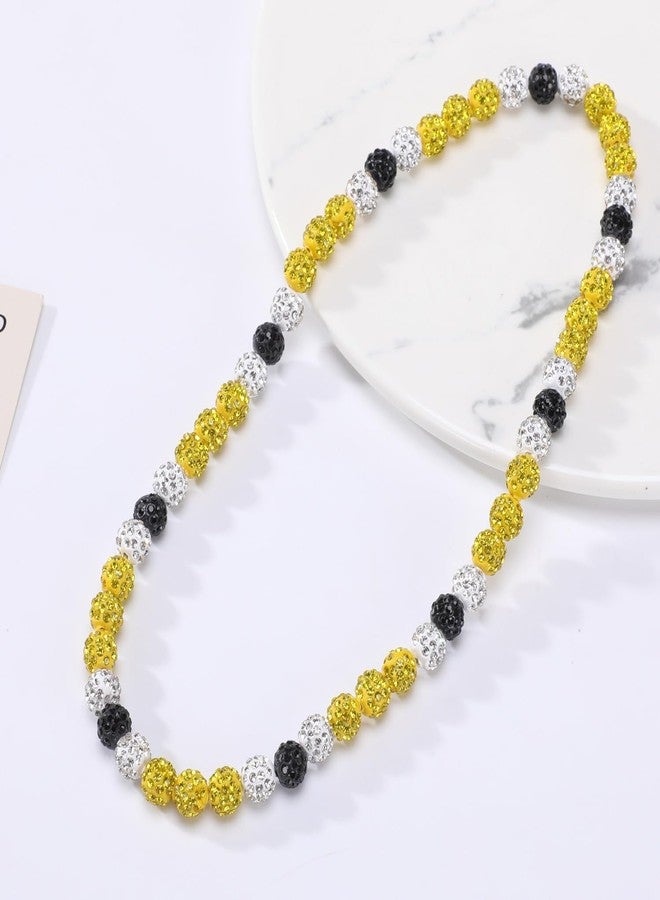 EXPHAIN Philadelphia Phils Baseball Necklace For Men Women Baseballer Inspired Beaded Necklace Unisex Rhinestone Discoball Necklaces Jewelry-gift for baseball team lovers, 20 inches, Yellow，Pink，Green - Image 2