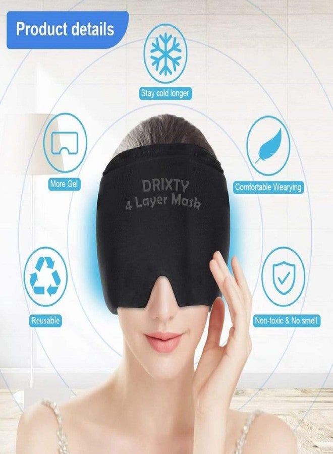 DRIXTY قبعة DRIXTY 360° لتخفيف الصداع النصفي، قبعة قابلة للارتداء مطورة، عبوة علاجية ساخنة/باردة، جل عديم الرائحة، قناع قابل للتمدد بأربع طبقات، لتخفيف احتقان الجيوب الأنفية والتوتر، مريحة للرجال والنساء (متعددة الاستخدامات) - Image 3