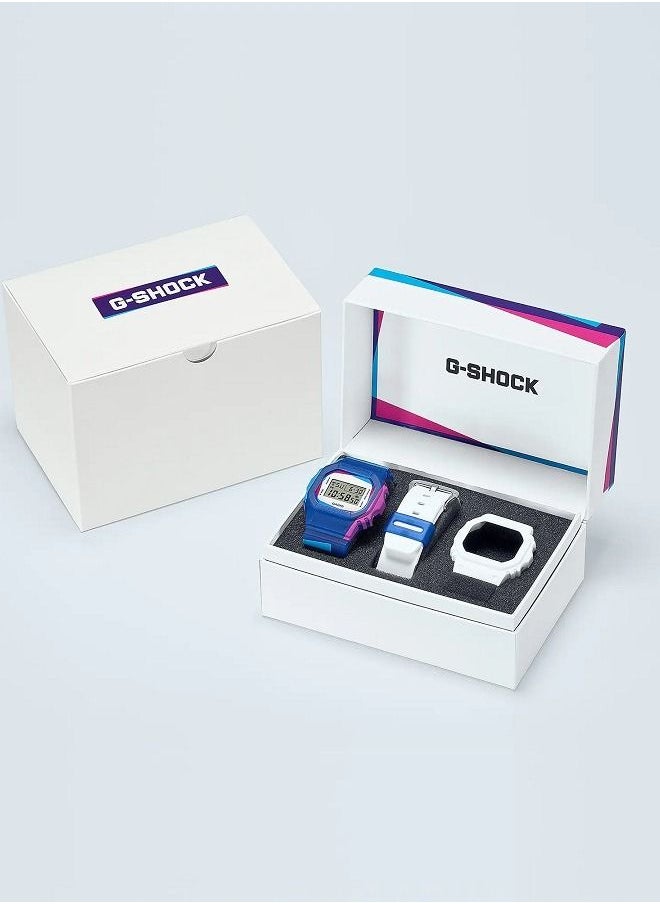 Casio Unisex Watch G-Shock Square Digital Clear Dial Carbon Core Guard Structure Resin Band DWE-5600PR-2DR