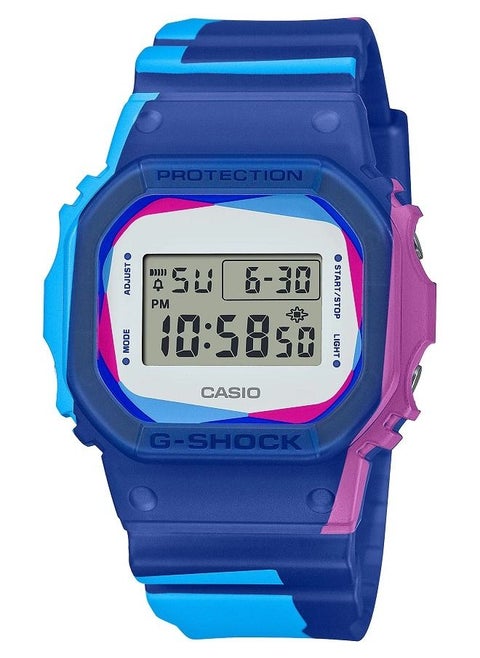 Casio Unisex Watch G-Shock Square Digital Clear Dial Carbon Core Guard Structure Resin Band DWE-5600PR-2DR