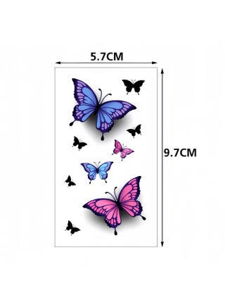 30Pcs 3D Butterflies Temporary Tattoo Stickers, Colorful Butterflies Heart Flower Pattern Body Art Tattoos for Women Men Kids Adults, Mixed Styles, Birthday Party Supplies - view 2