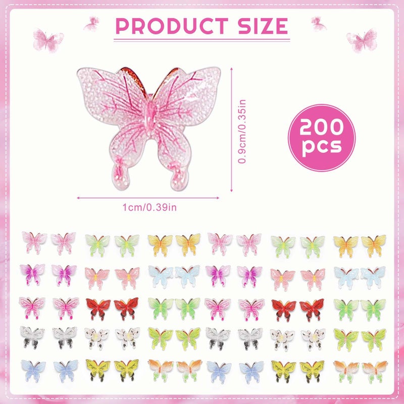 GGSTDDUP 200 Pcs Mini Resin Butterflies Random Tiny Butterflies Miniature Animal Figurines for DIY Cake Decoration Ornaments Crafts Moss Landscape - Image 2