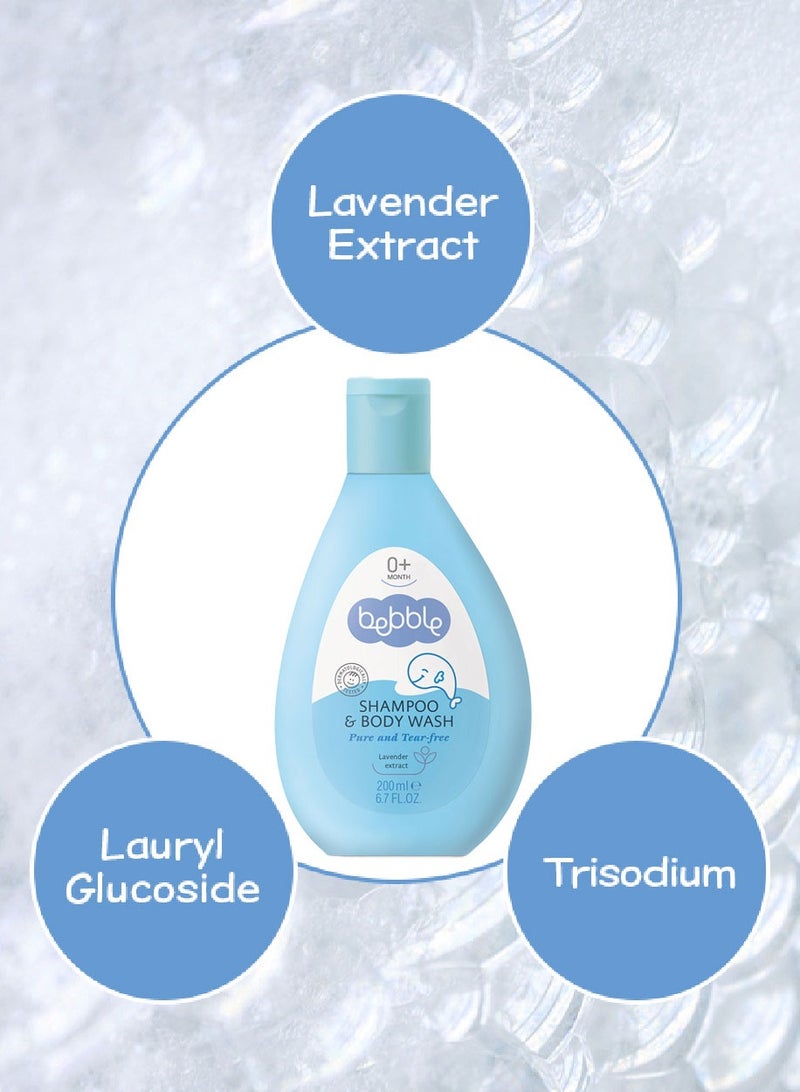bebble Baby Shampoo and Body Wash | No Tears | Free of Paraben Sulphate | 200 ml - Image 2