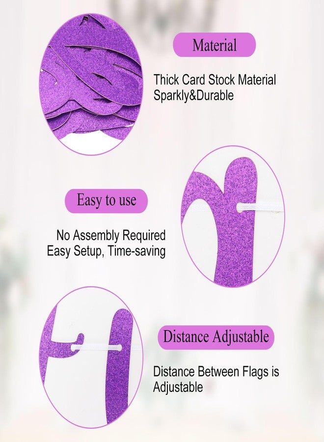 LIGHOON Pre-strung Go Shawty It's Your Birthday Banner for Women Hip Hop Theme Glitter Happy Birthday Banner Rap Theme Happy Birthday Sign for birthday Party Decorations Supplies (Purple) - Image 3