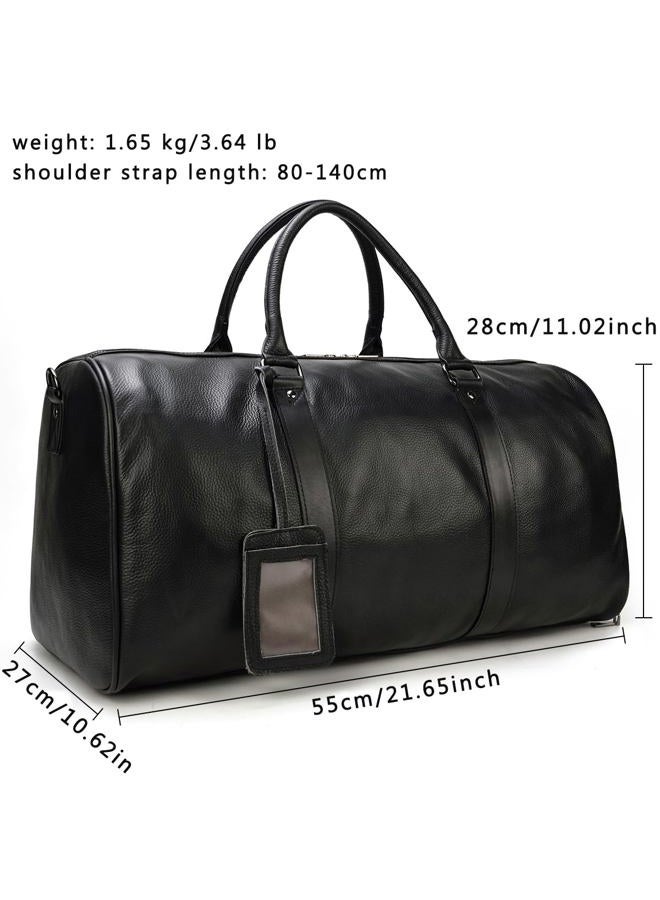 SAIION Genuine Leather Travel Duffel Bags for Men and Women Leather Overnight Weekend Leather Bags Sports Gym Duffle, 9423 Black - Image 2