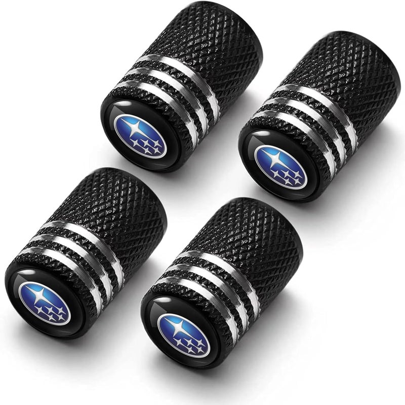 BFIVEANTE Tire Valve Stem Caps for Subaru - 4 Pcs Black Metal Car Wheel Air Caps - Image 1
