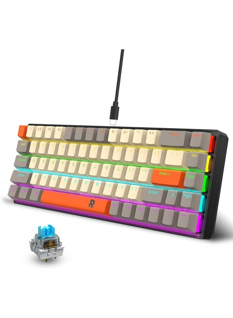 Mechanical Gaming Keyboard 60% Layout with Aluminum Frame and PBT Keycaps → Versatile for Gaming Typing and Coding → Ideal for Desk Travel and Compact Setups → 68 Keys RGB Backlit Portable Mini Keyboard for PC Mac - Image 1