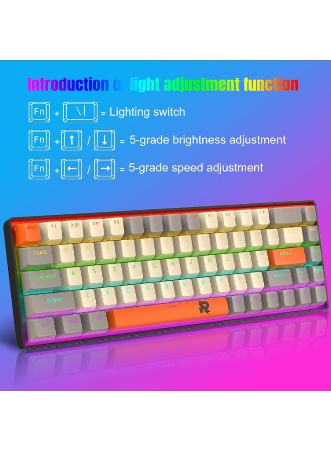 Mechanical Gaming Keyboard 60% Layout with Aluminum Frame and PBT Keycaps → Versatile for Gaming Typing and Coding → Ideal for Desk Travel and Compact Setups → 68 Keys RGB Backlit Portable Mini Keyboard for PC Mac - Image 2
