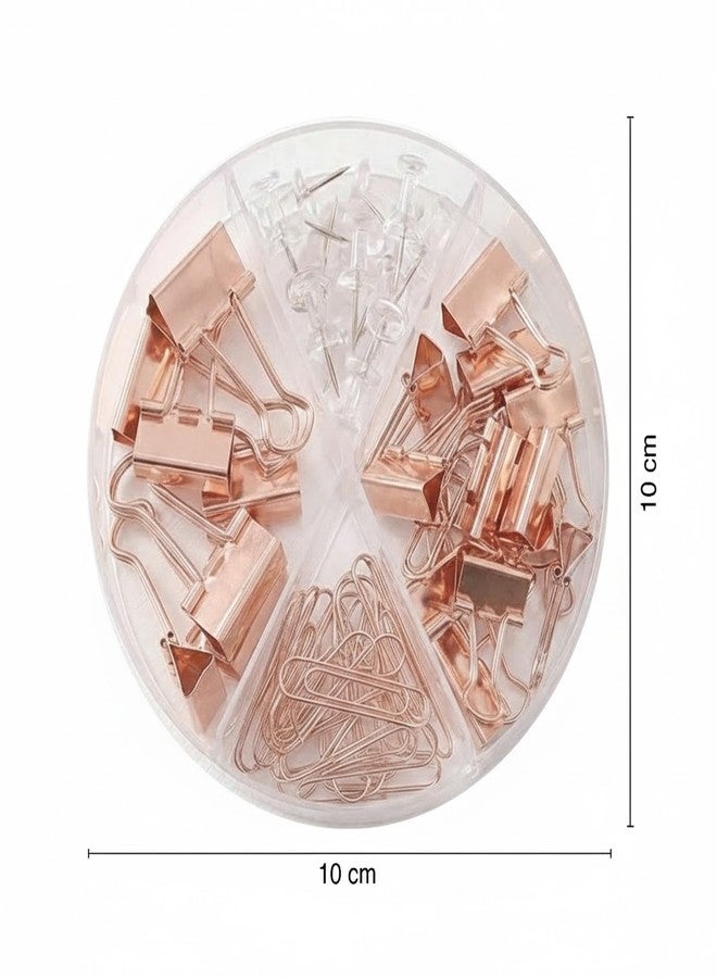 oddpod™ Premium Rose Gold Stationery Essentials for Office & Home - Push Pins & Paper Clips Holder Set (72 Pcs) - Image 5
