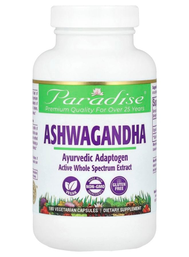 Paradise Herbs Ashwagandha 180 Vegetarian Capsules