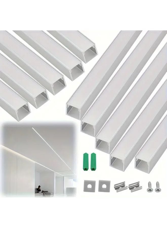 10 Pack 1 65ft LED Strip Light Diffuser Channel Silvery Alu White Cover Easy Install - Image 1