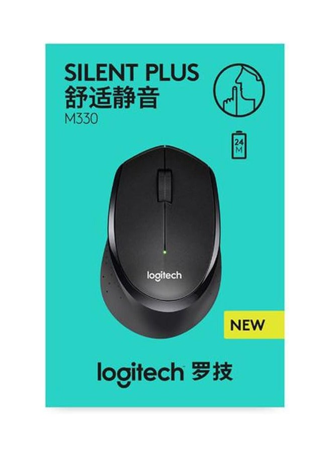 Logitech M330 Silent Plus wireless mouse, 2.4GHz wireless, USB Nano receiver, 1000 DPI optical tracking, 3 buttons, 24-month battery life, suitable for PC/Mac/laptop - black