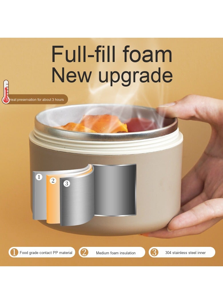 مجموعة علب غداء متعددة الطبقات مع حقيبة حرارية - 4 حاويات طعام من الفولاذ المقاوم للصدأ، علب غداء مانعة للتسرب ومعزولة للمكتب والمدرسة والسفر (بيج) - Image 5
