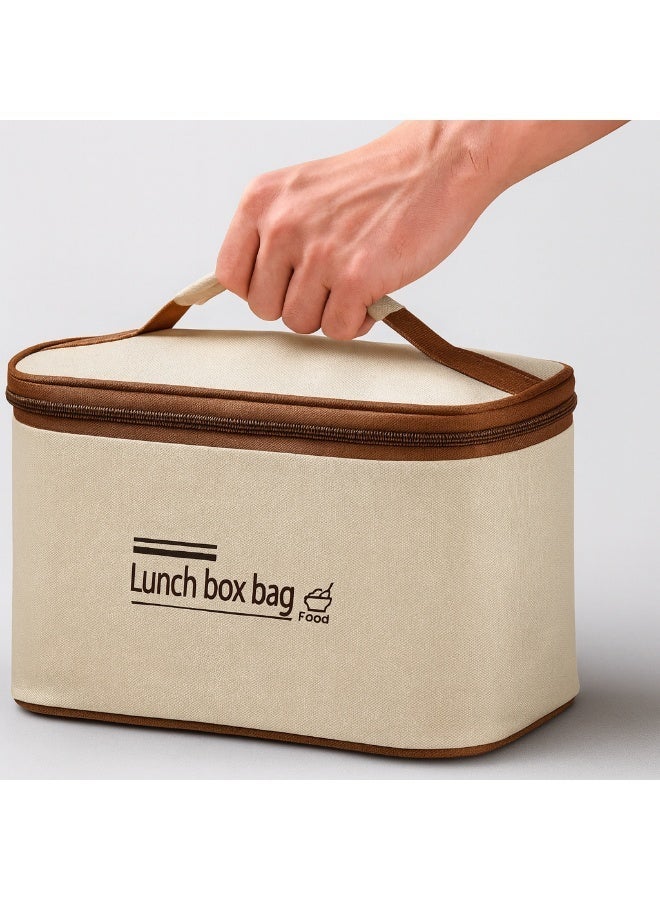 مجموعة علب غداء متعددة الطبقات مع حقيبة حرارية - 4 حاويات طعام من الفولاذ المقاوم للصدأ، علب غداء مانعة للتسرب ومعزولة للمكتب والمدرسة والسفر (بيج) - Image 4