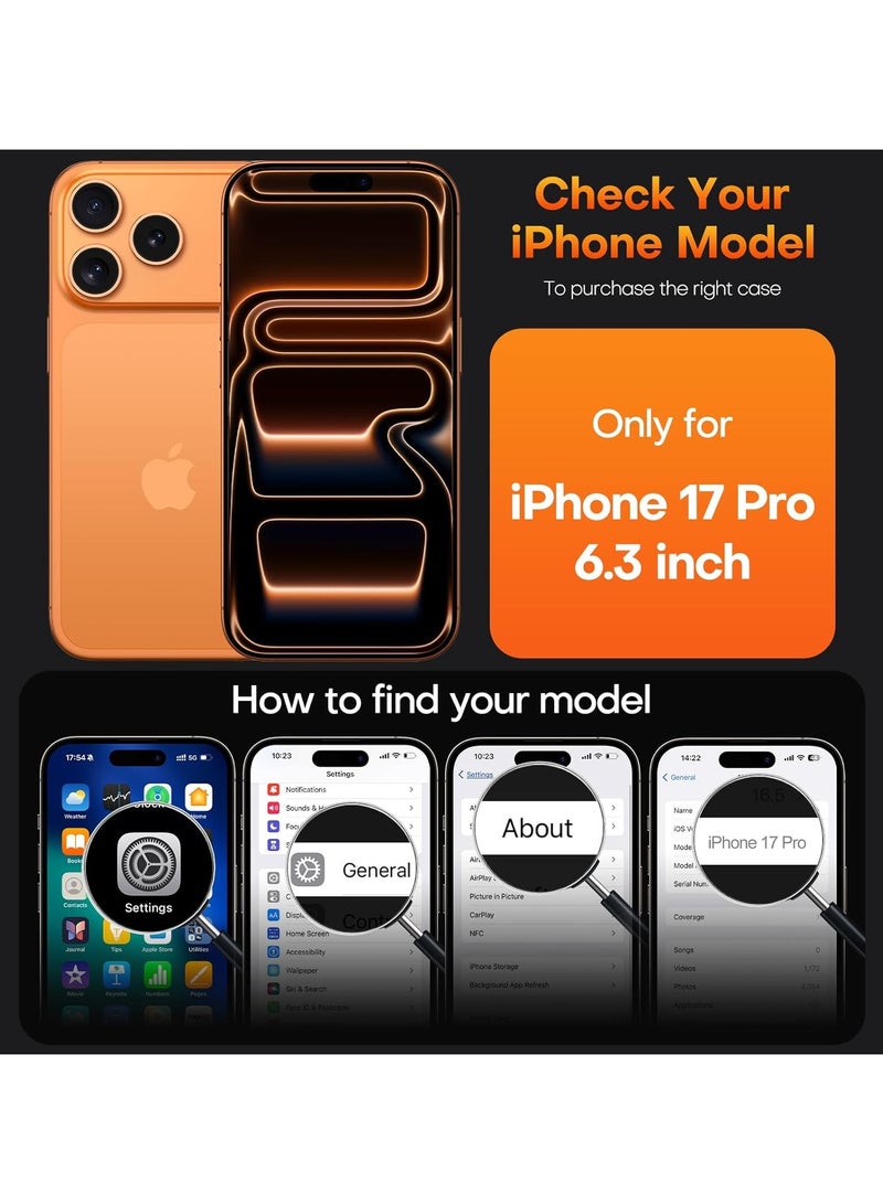 3 in 1 for iPhone 17 Pro Case Clear, with Screen Protector & Camera Lens Protector  ,Camera Control, Military-Grade Protection, Ultra Clear, Shockproof iPhone Cover, Slim Case Cover for 17 Pro, Clear - Image 2