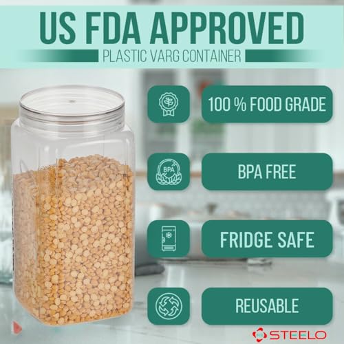 SCL Steelo Steelo Varg Plastic Kitchen Jar Container Set Kitchen Organiser Air Tight Jar Container Set Fridge safe US FDA Approved PET Food Grade Heavy Duty Material, BPA Free (Clear, 250 ml, Pack of 6) - Image 2
