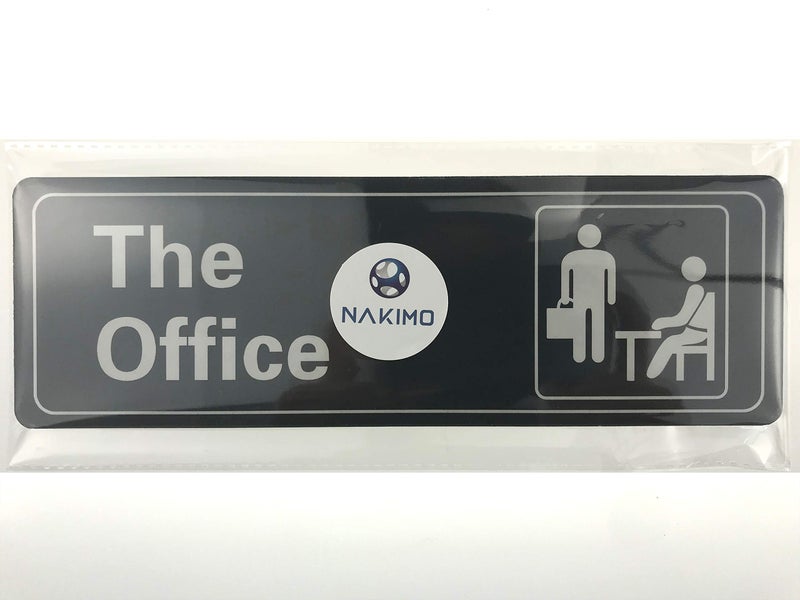 Nakimo The Office Sign Self-Adhesive Sign 9 X 3 Inch Door or Wall Sign Name Plate Acrylic (Black and White) - Image 4