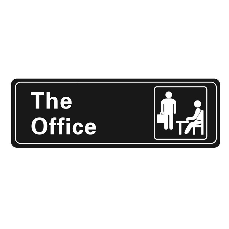 Nakimo The Office Sign Self-Adhesive Sign 9 X 3 Inch Door or Wall Sign Name Plate Acrylic (Black and White) - Image 1