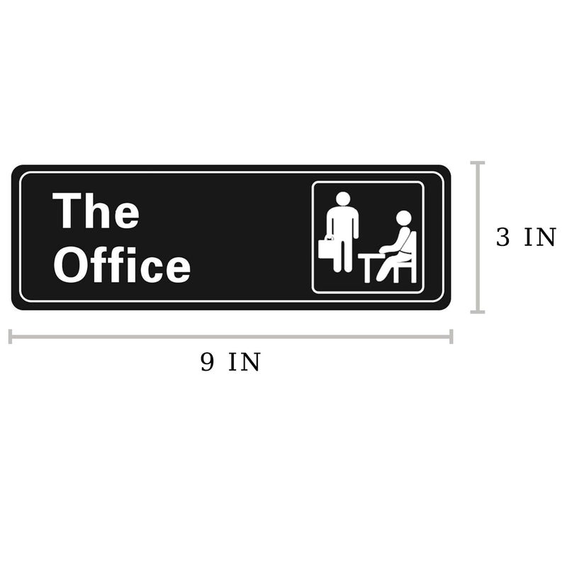 Nakimo The Office Sign Self-Adhesive Sign 9 X 3 Inch Door or Wall Sign Name Plate Acrylic (Black and White) - Image 2