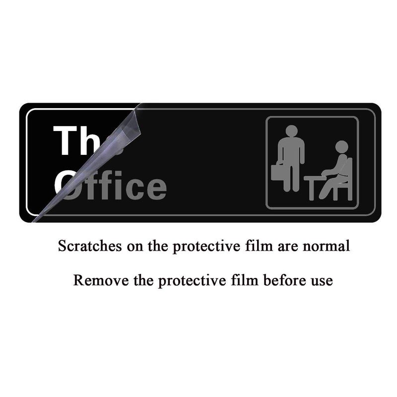 Nakimo The Office Sign Self-Adhesive Sign 9 X 3 Inch Door or Wall Sign Name Plate Acrylic (Black and White) - Image 3