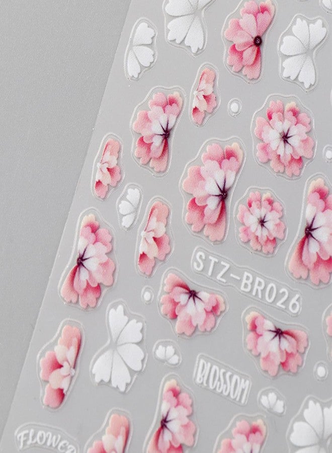 SINSEN Flower Nail Art Stickers Decals 5D Spring Flowers Nail Decals 3PCS Pink White Blossom Flower Nail Stickers Spring Summer Nails Art Design Adhesive Sliders Supplies for Women Manicure Nail Decorations - Image 5