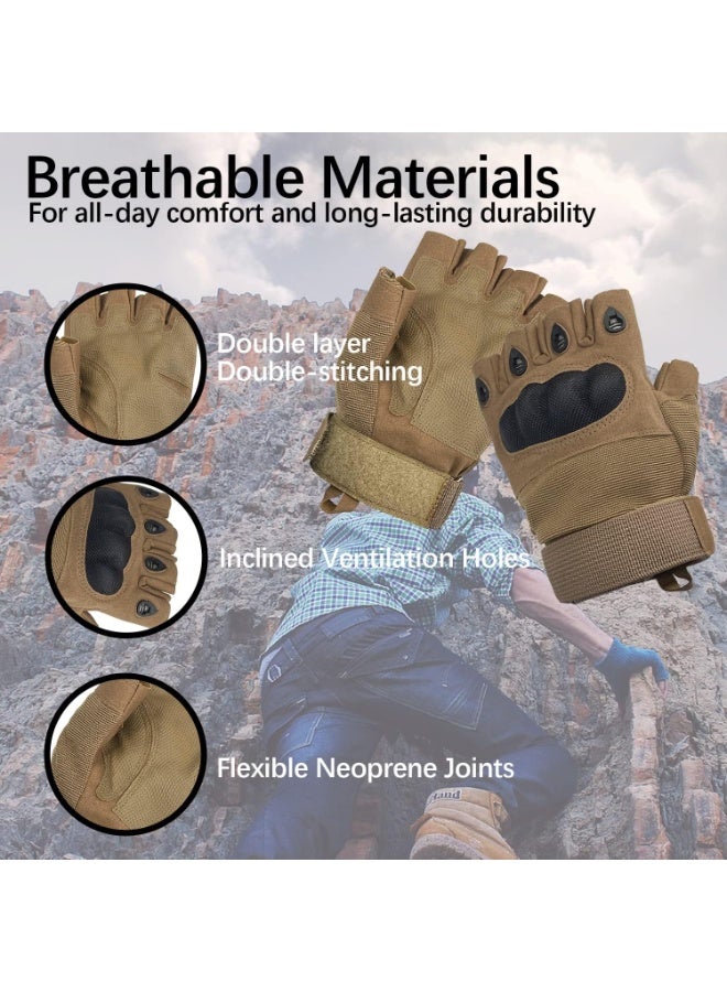 Fingerless Tactical Gloves Touchscreen Work Gloves with Hard Knuckle Half Finger Utility Gloves for Sports Work Outdoor - Image 2