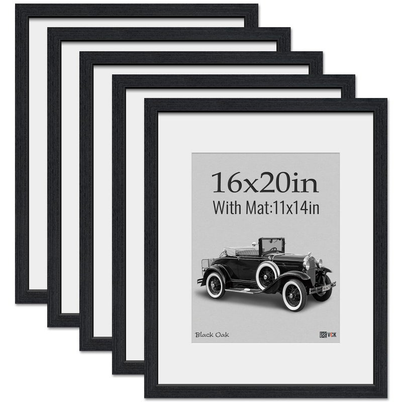 إطار صور VCK 16x20 5 عبوات خشب طبيعي أسود مع زجاج HD عرض 11x14 ملصق مع إطار أو 16x20 بدون إطار للتعليق على الحائط