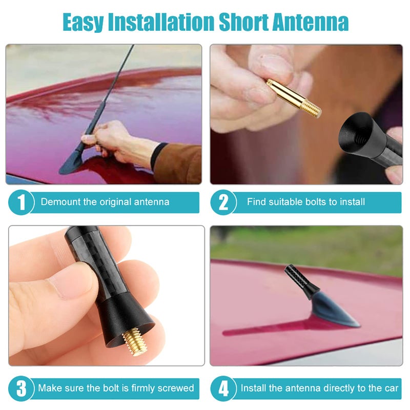 Universal 4 Inch Carbon Fiber Car Antenna Short Aluminum Design for Vehicles - Image 4