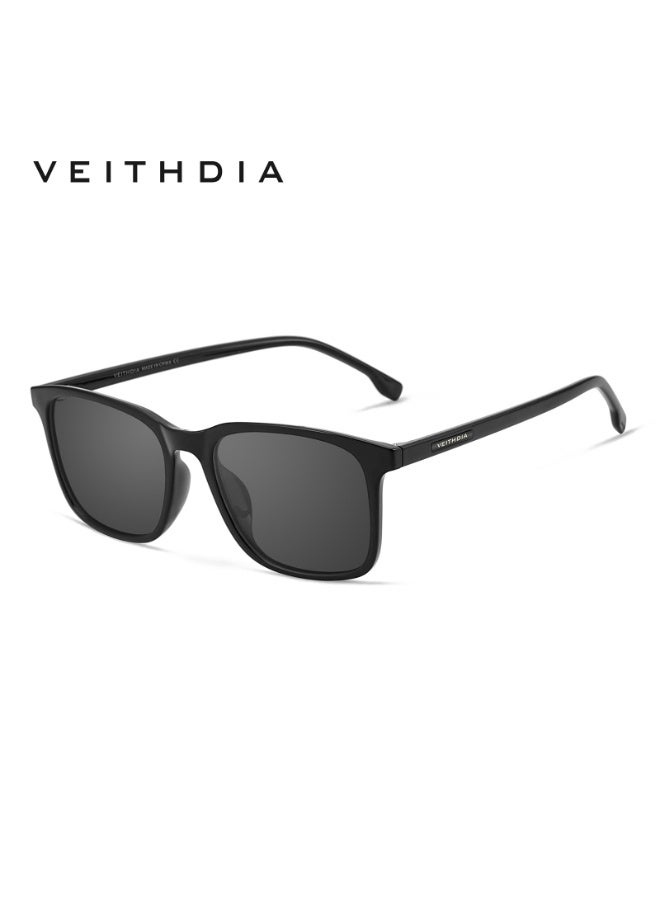 Veithdia Men's VEITHDIA Sunglasses, Black Frame, Gray Lenses, Classic Casual Style - Image 1
