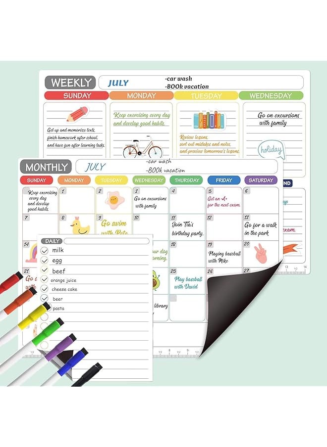 erorex - Magnetic Dry Erase Refrigerator Calendar Monthly Calender And Today List Fridge Whiteboard With Back Magnet Color Planner White Board - Image 1