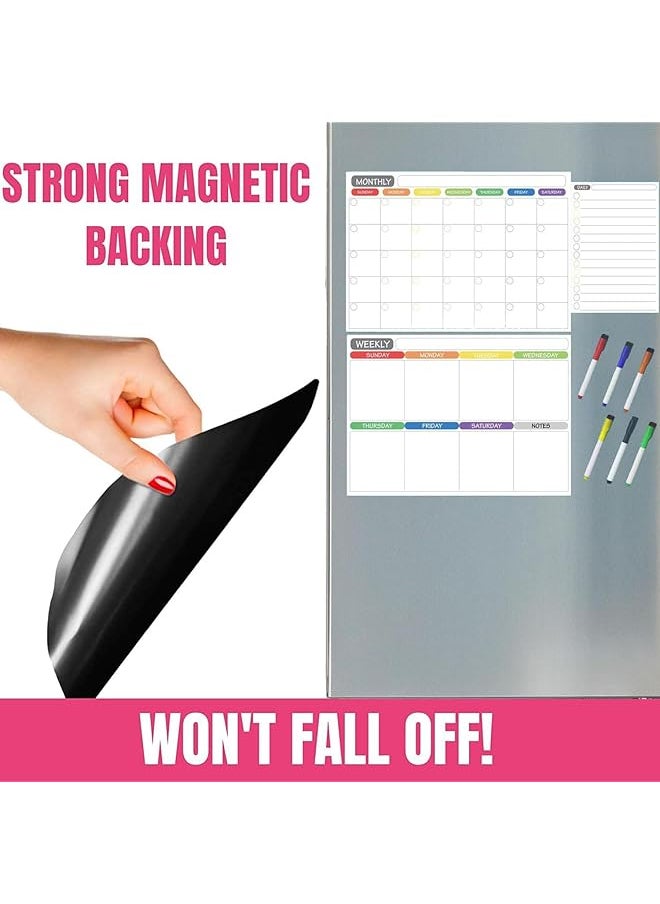 erorex - Magnetic Dry Erase Refrigerator Calendar Monthly Calender And Today List Fridge Whiteboard With Back Magnet Color Planner White Board - Image 1