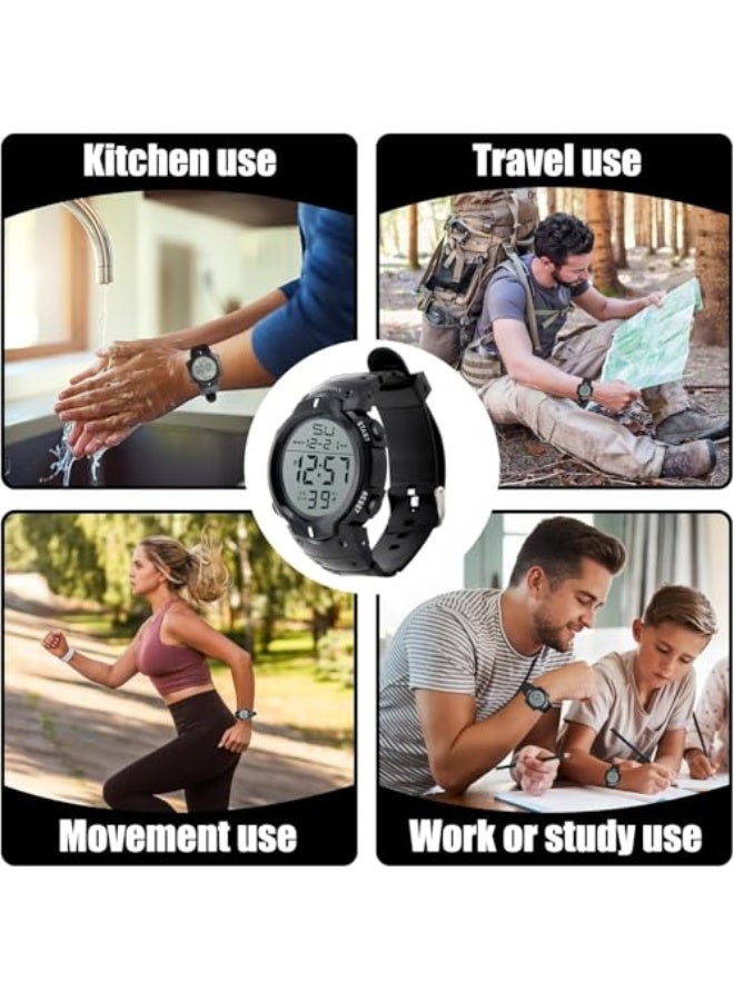 Mens Sports Digital Watches, Waterproof Stopwatches Referee Watch, Match Official Wrist Watches with LED Backlight, Alarm and Timer, Outdoor Chronograph Watch for Running Training - Image 4