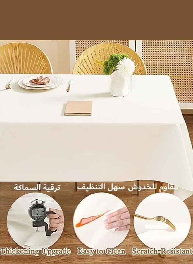كيلا مفرش طاولة، مفرش طاولة أنيق بلون كريمي، غطاء مكتب مقاوم للماء والزيت لغرفة الطعام 140*200 سم - Image 2