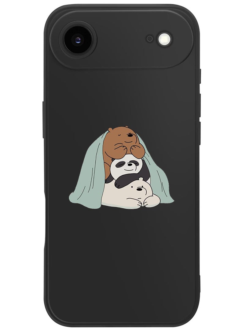 Theodor Protective Slim Fit Case Liquid Silicone Cover with Full Body Protection Anti-Scratch Shockproof Case For Apple iPhone 17 Air (Black) 3 Panda sitting - Image 1