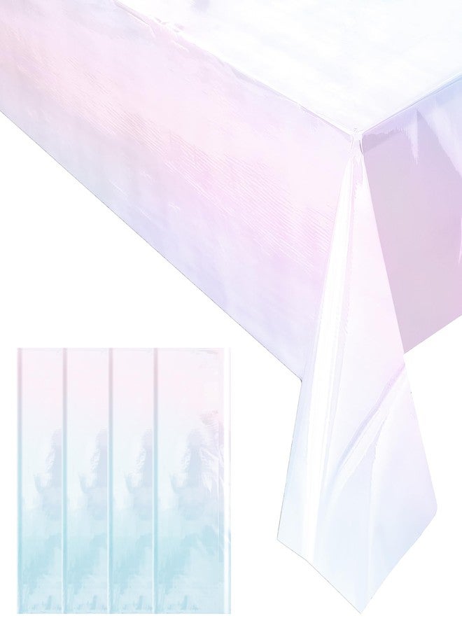 Just Shimmer 4 Pieces White Iridescence Tablecloth - 40 x 108“ Disposable Shiny Laser Table Cloth - Glitter Plastic Tablecloths - Holographic Iridescent Table Cover for Party Decoration, Wedding and Banquet - Image 1